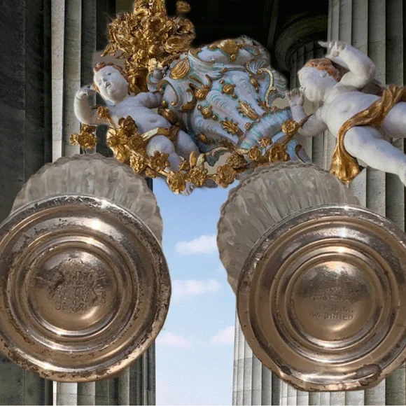 Antique Sterling Silver Sheffield Silver Co NY Crystal Salt & Pepper Shakers - Picture 5 of 10